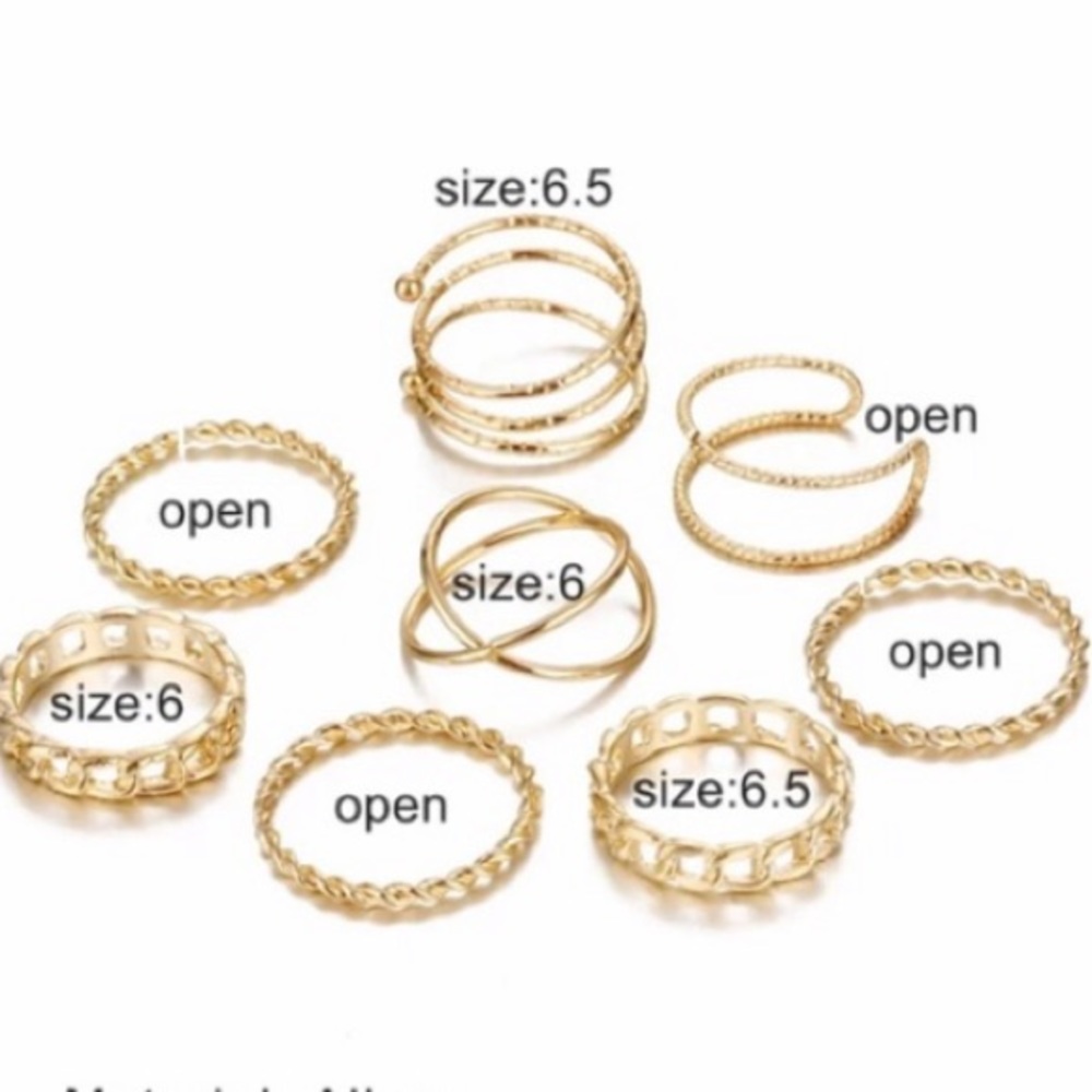 “Never Alone” Boho Indie Gold Adjustable Ring Set - Picture 7 of 9